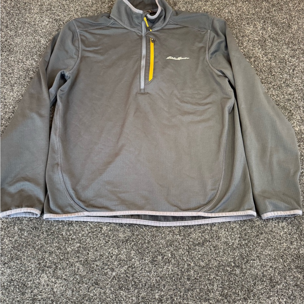 Eddie Bauer Gray Quarter-Zip Pullover with Yellow Zip Accent
